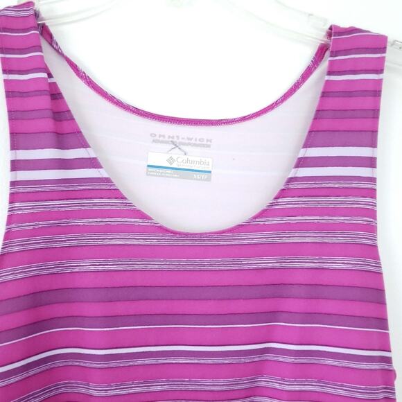 Columbia Pink Stripe Tank Top Outdoors Hiking XS Pink Purple with Stretch XSmall - Picture 2 of 5